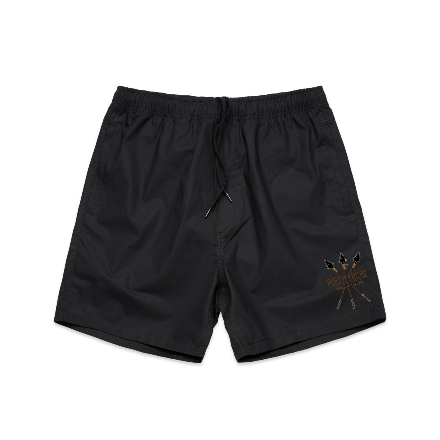 RAISED BY A VILLAGE BLACK SHORTS